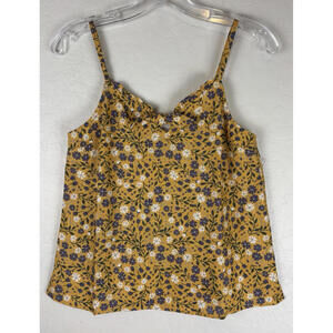 NEW ModCloth Spruced Up Summer Yellow Floral Sleeveless Strap Tank XXS 1313/14